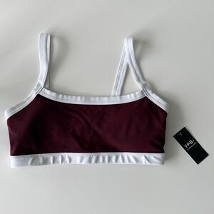 YPB studioFLEX Cami Sports Bra - Burgundy and White - Size Medium